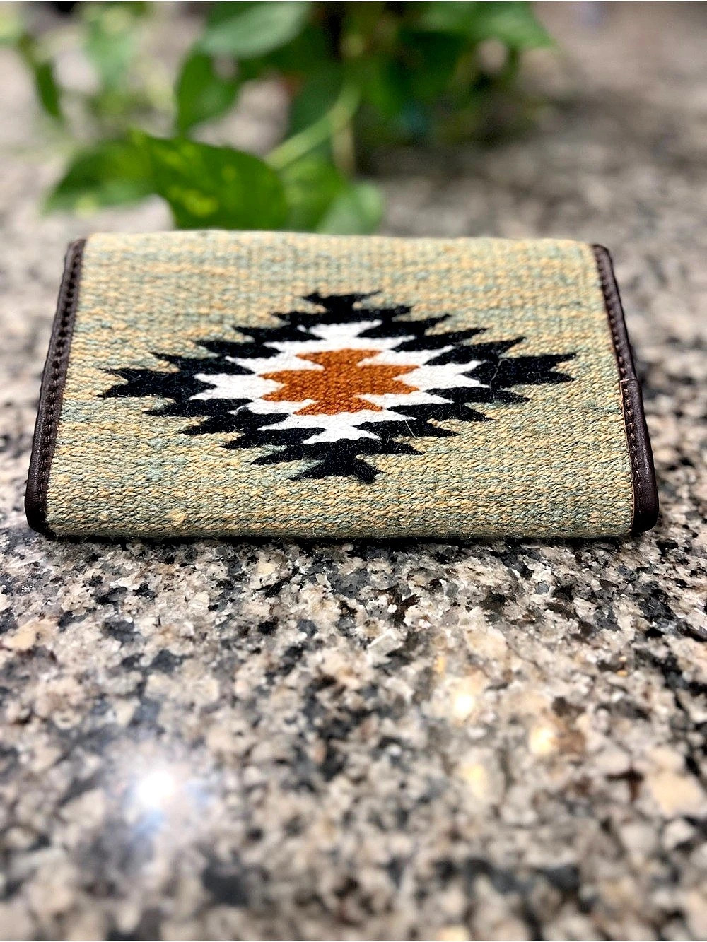 Southwestern Geometric Bifold Wallet Brown & Green